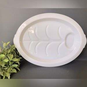 Fire King Platter Meat Serving Tray White Milk Glass Made in USA Vintage
